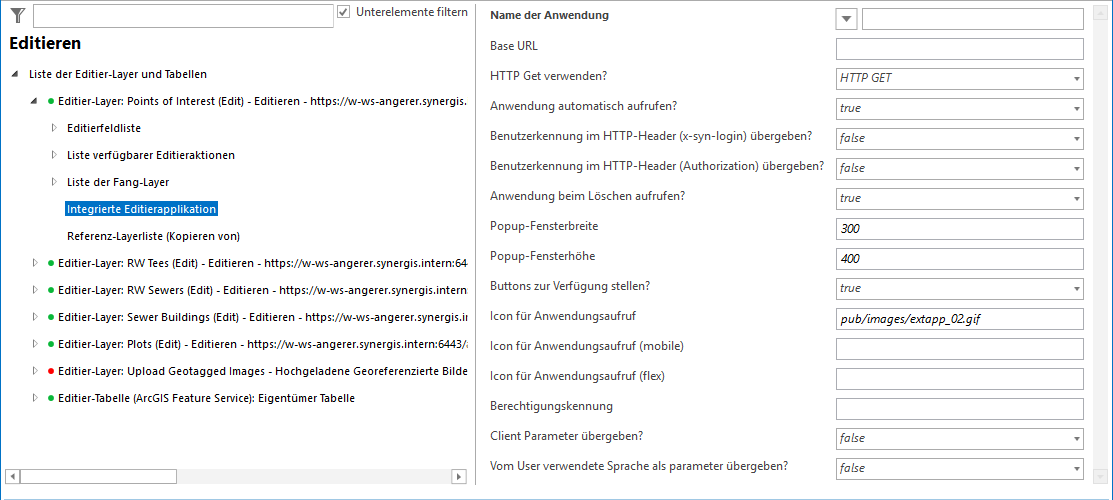 Konfiguration einer integrierten Editierapplikation