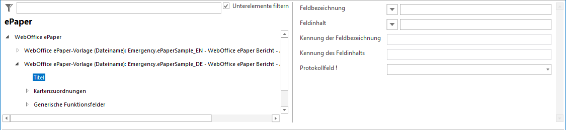 Konfiguration ePaper Drucktitel