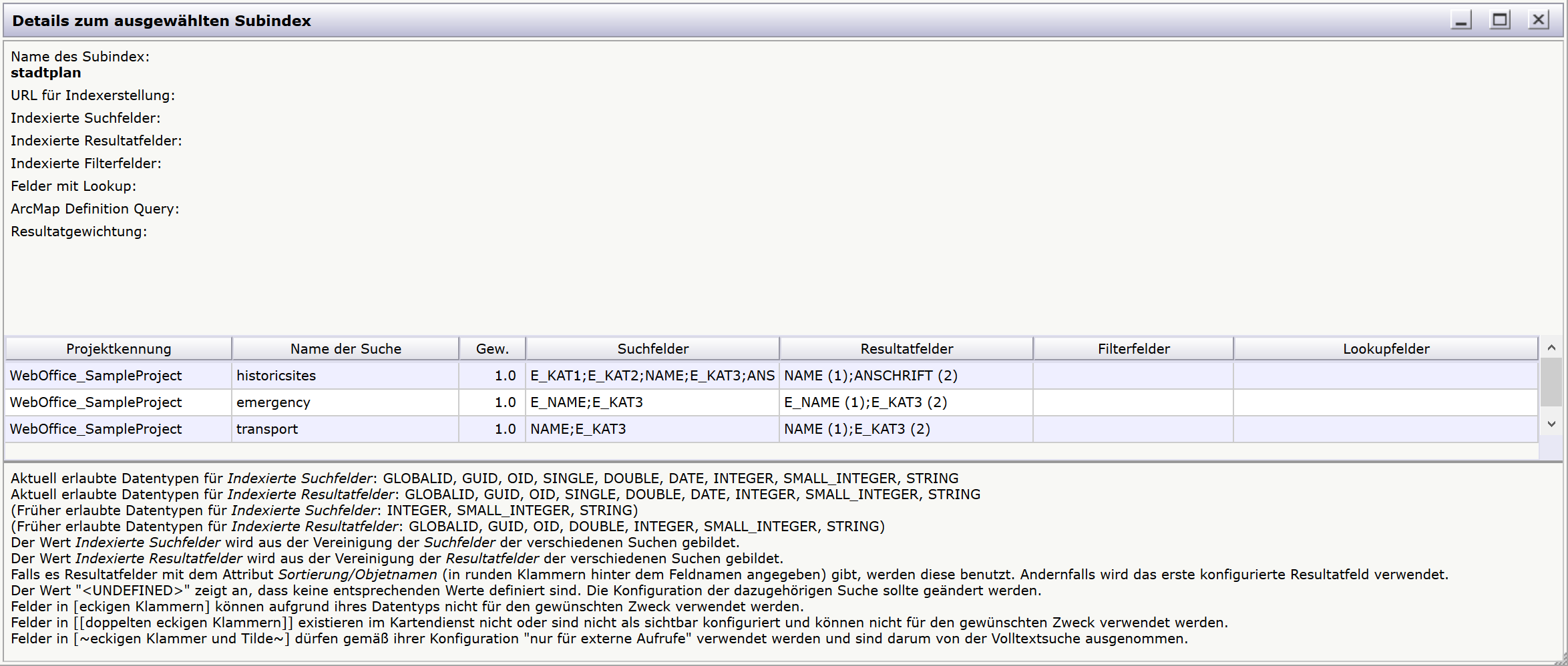 Volltextsuche Details einer thematischen Gruppe