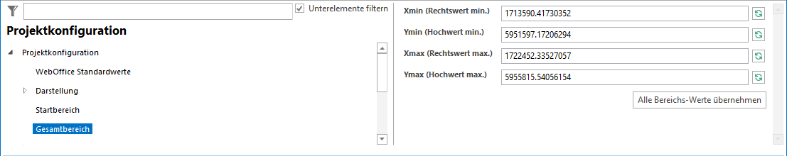 Gesamtbereich Konfiguration