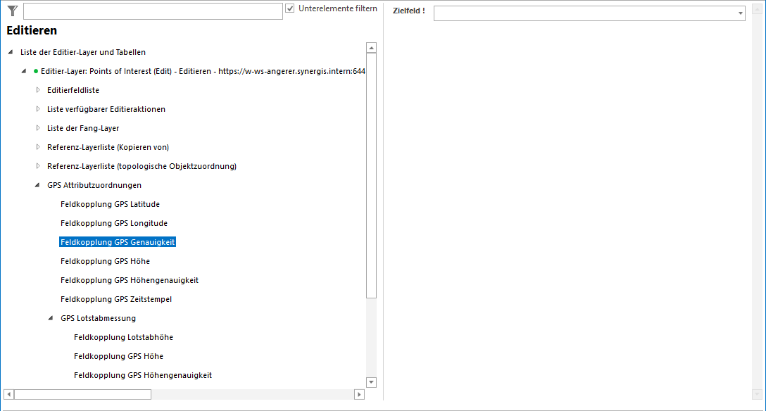 Konfiguration der GPS Attributzuordnung - Genauigkeit 