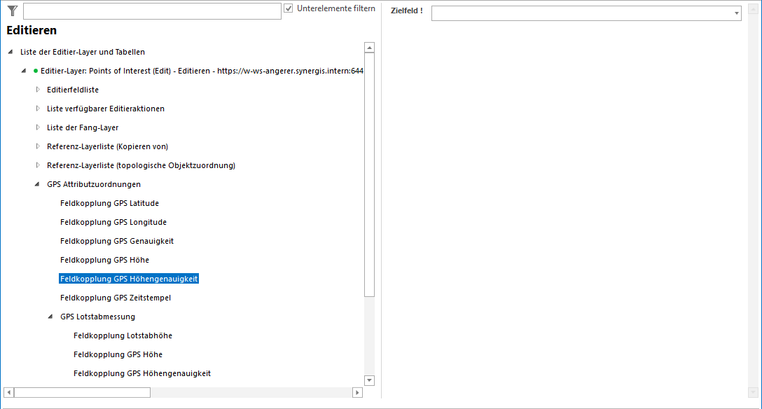 Konfiguration der GPS Attributzuordnung - Höhengenauigkeit