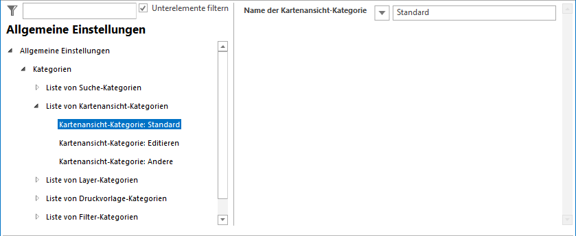 Konfiguration einer Kartenansicht-Kategorie