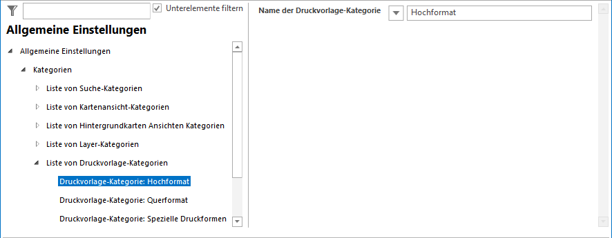 Konfiguration - Name der Druckvorlagen-Kategorie Konfiguration - Name der Druckvorlagen-Kategorie