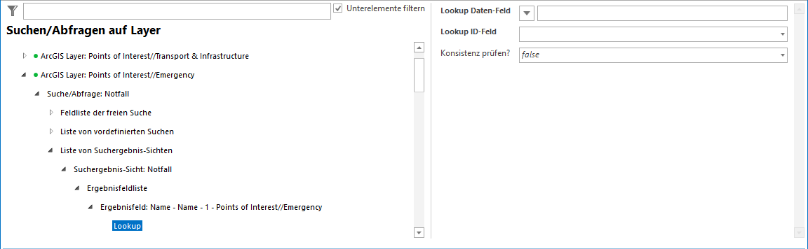 Lookup Konfiguration auf einem Ergebnisfeld