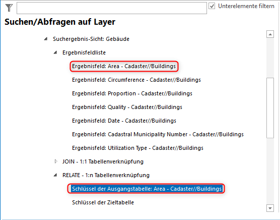 Ergebnisfeld der Ausgangstabelle/Layer