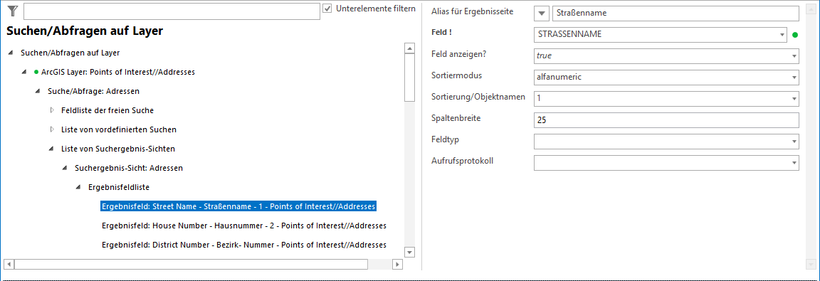 Konfiguration Ergebnisfelder