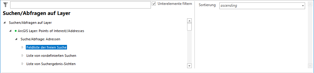 Konfiguration Feldliste der freien Suche Konfiguration Feldliste der freien Suche
