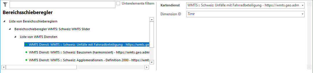 Konfiguration einer Liste von WMTS Diensten
