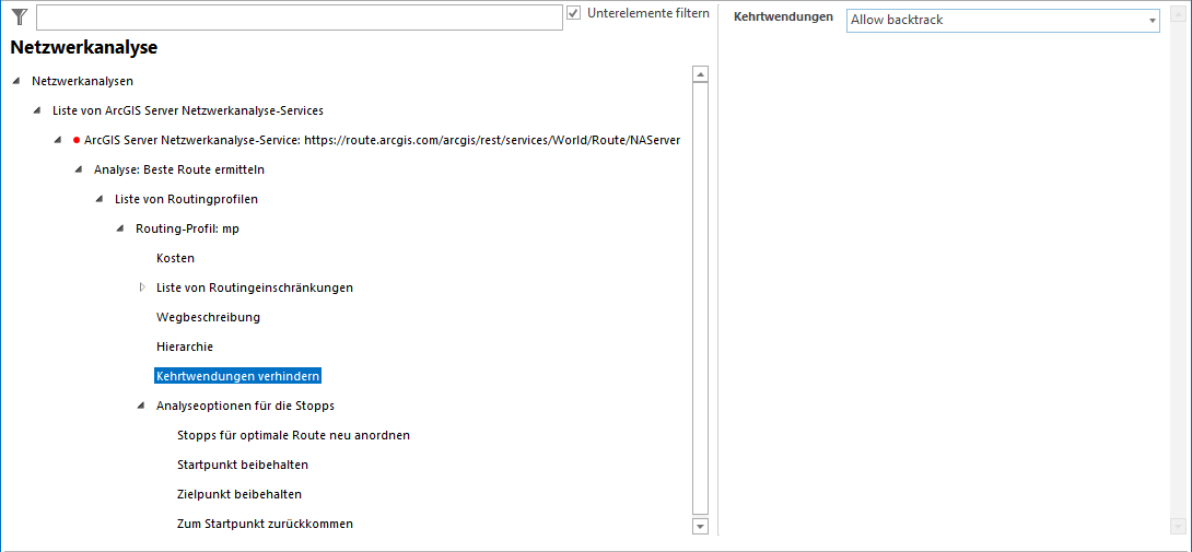Konfiguration - Kehrtwendungen verhindern Konfiguration - Kehrtwendungen verhindern