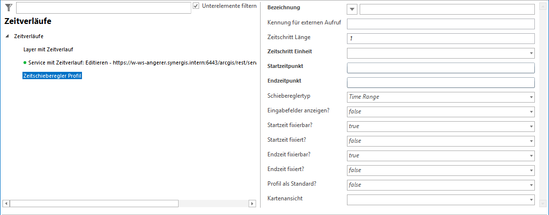 Konfiguration des Zeitschieberegler-Profils