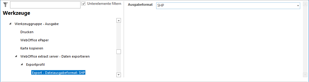 Konfiguration Export - Dateiausgabeformat