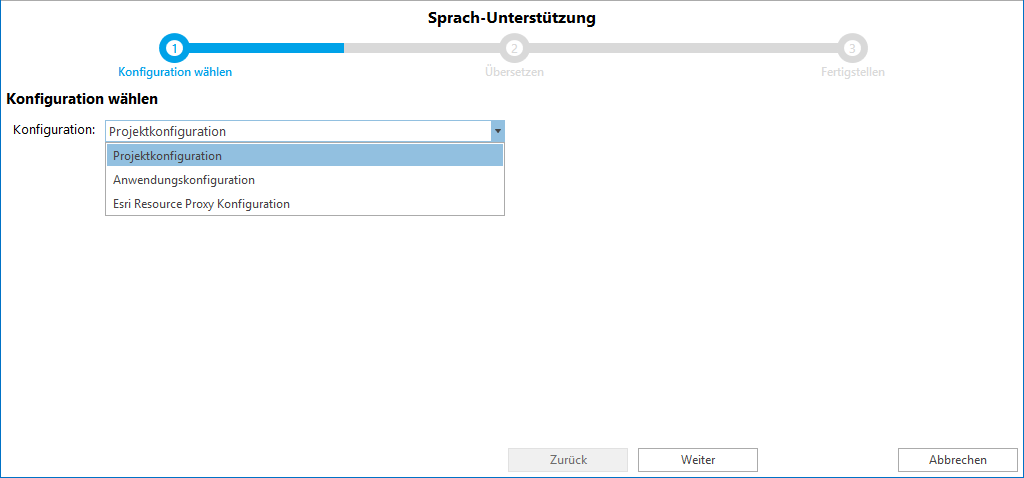 Auswählen wo die Sprachanpassungen vorgenommen werden sollen