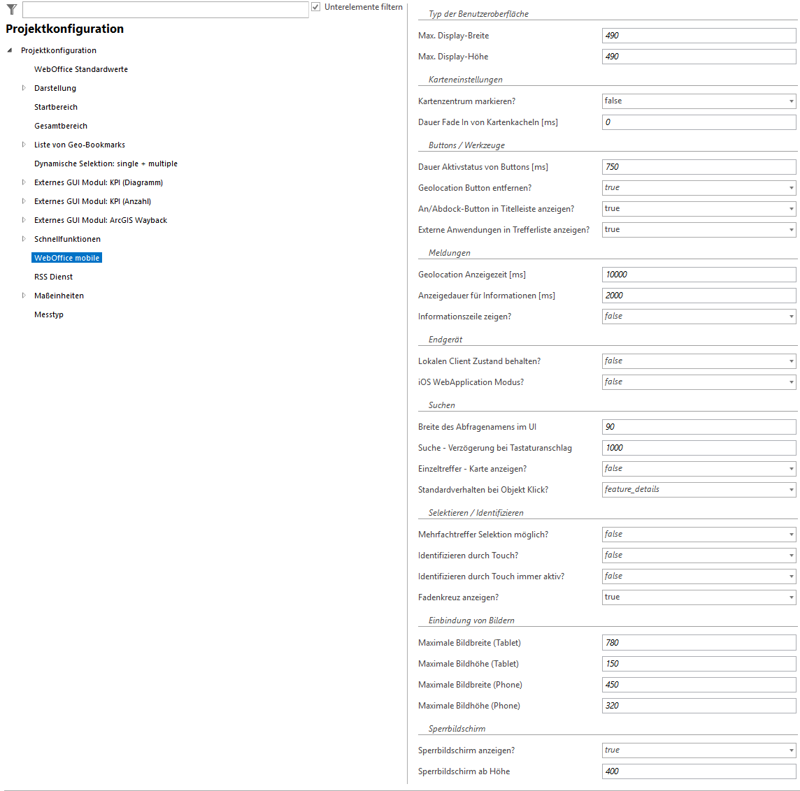 WebOffice mobile Client Konfiguration