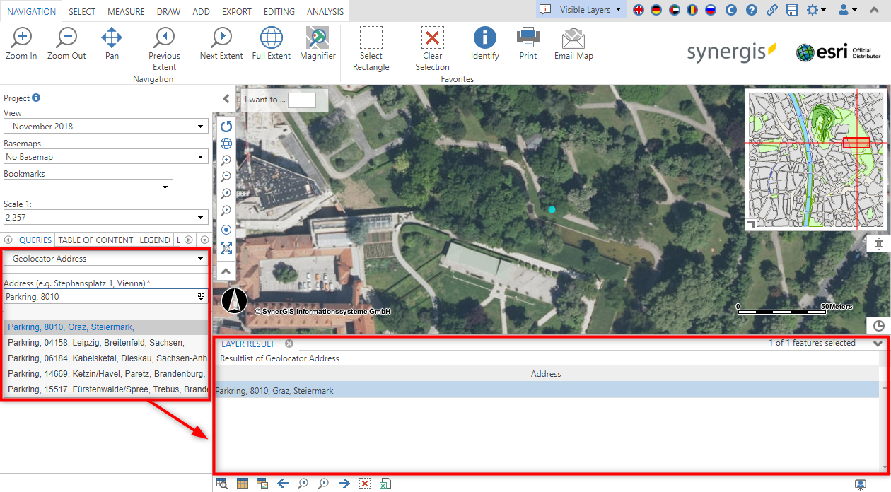 Enter an address in the gelocator query
