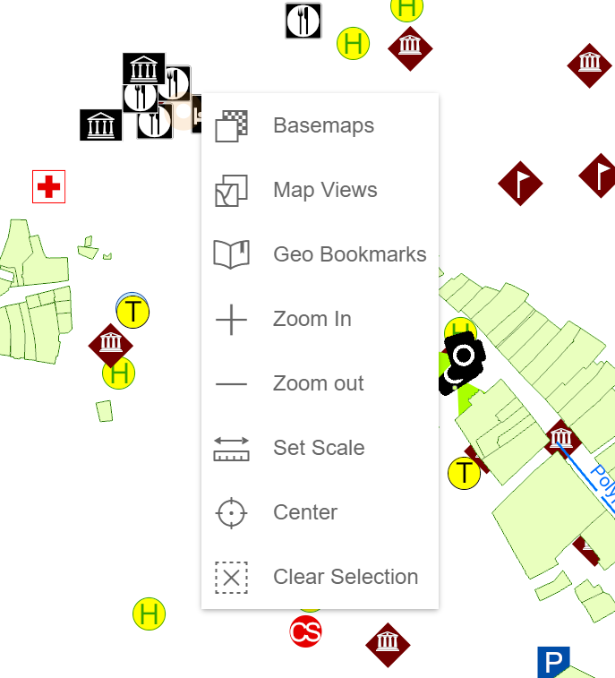 Navigation options in the WebOffice flex client context menu