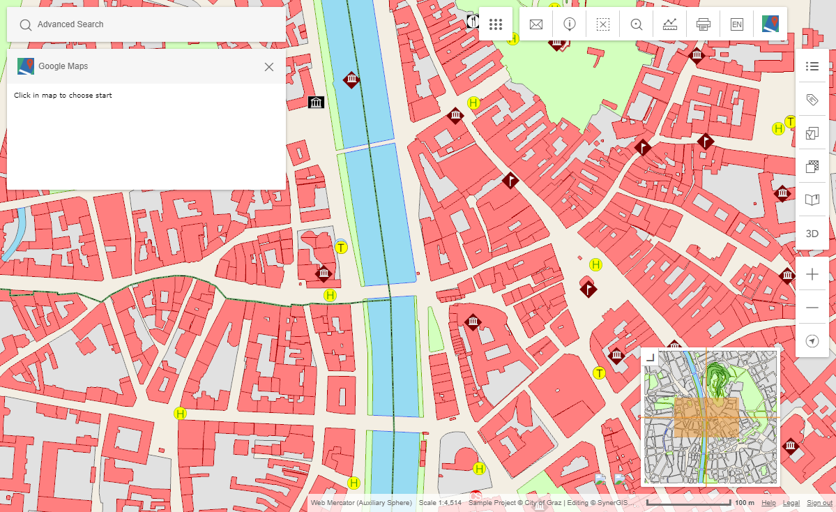Example of a simple custom tool in WebOffice flex Client: Selecting start and end points in the WebOffice map