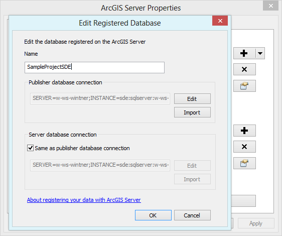 Register the enterprise geodatabase on the ArcGIS Server Register the enterprise geodatabase on the ArcGIS Server