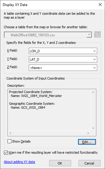 Create Layer with desired coordinate system