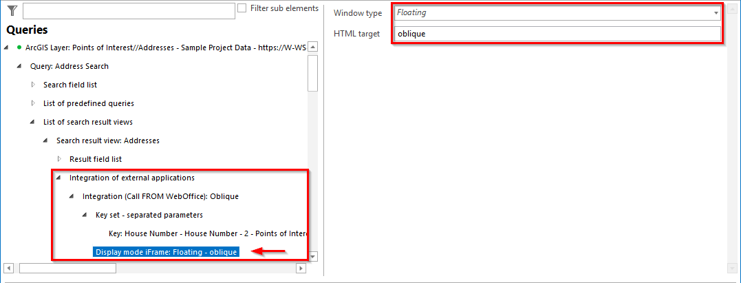 Confguring an Integration (Call FROM WebOffice) for starting the oblique aerial images tool out of a search result (2)