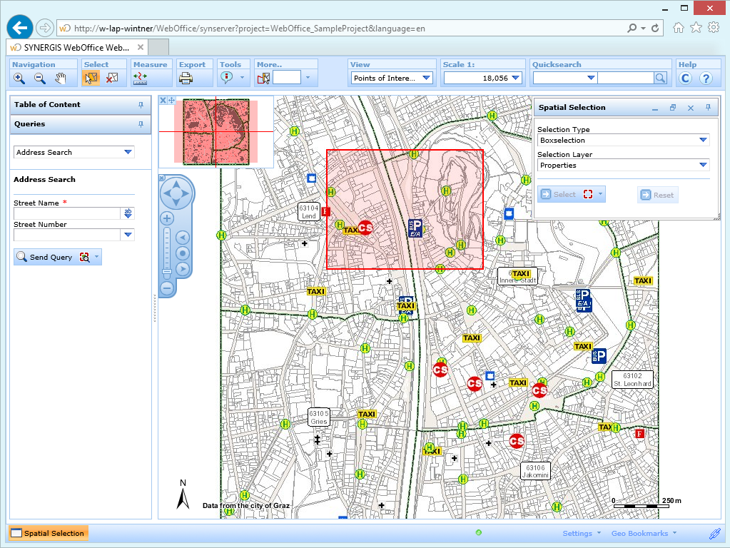 Specifying a rectangle box to select features in the WebOffice html client