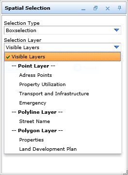 Choice of selection layer with configured layer categories
