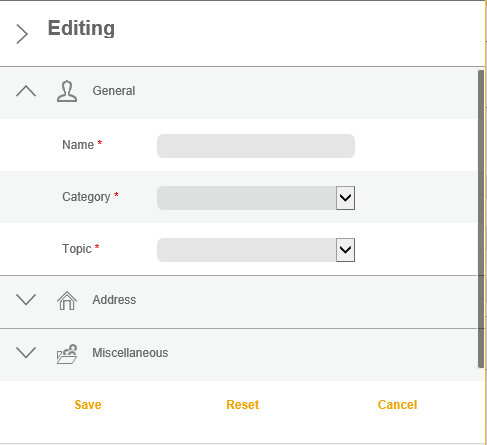 Groups of edit fields in WebOffice mobile client Groups of edit fields in WebOffice mobile client