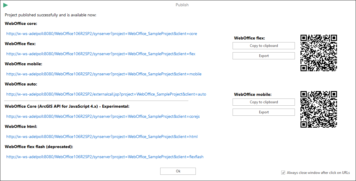 Publishing the WebOffice 10.7 SP1 project Publishing the WebOffice 10.7 SP1 project