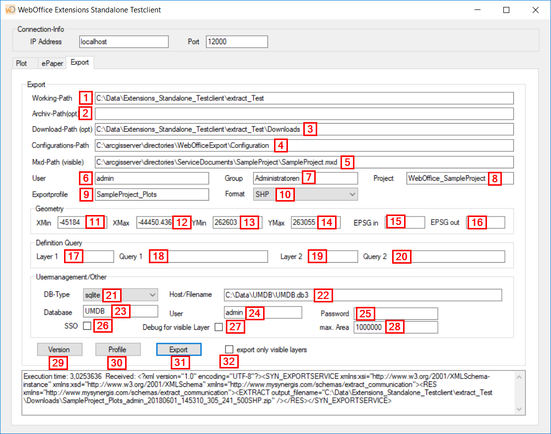 Creating a Data Extraction from the Standalone Testclient 