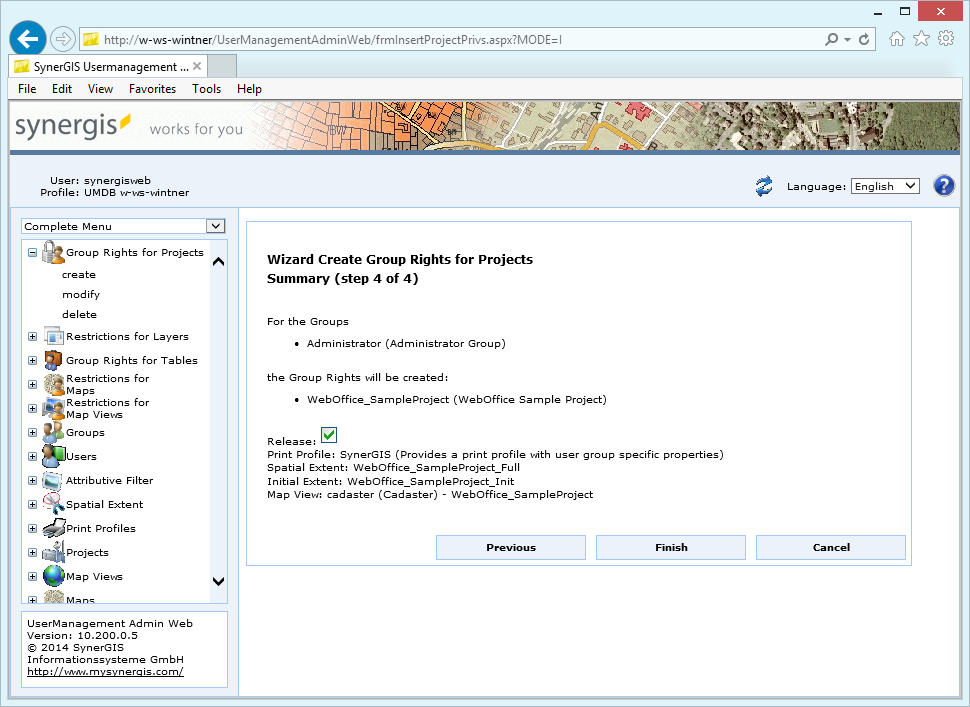 Group rights for projects - step 4 summary Group rights for projects - step 4 summary