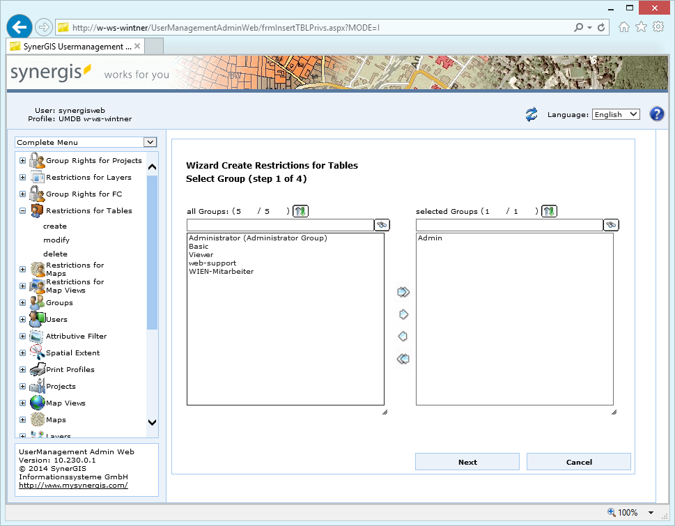 Create restrictions for tables - step 1