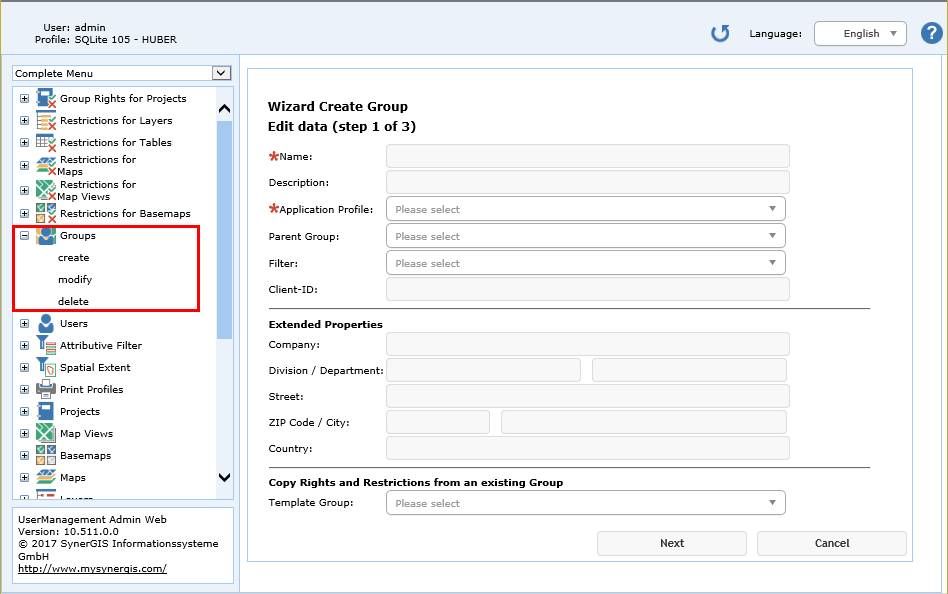 Create group - step 1 Create group - step 1