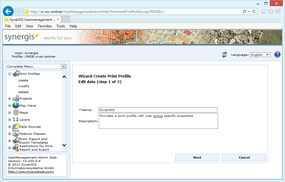 Create print profile - step 1 Create print profile - step 1