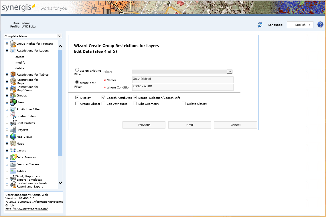 Create group restrictions for layers  - step 4 edit data