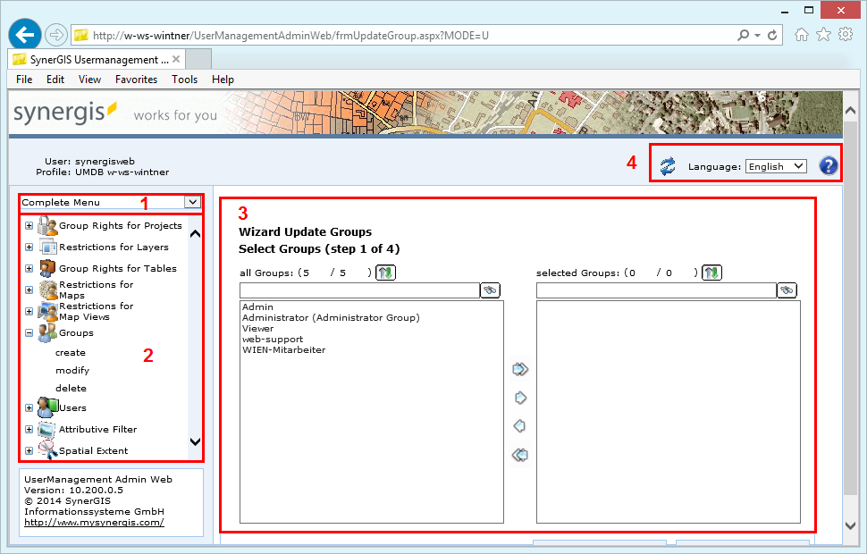 UserManagement Admin Web user interface