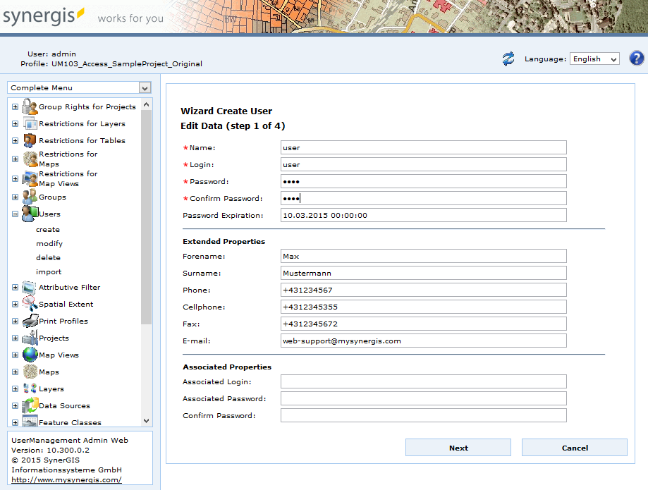 Create user - step 1 edit data Create user - step 1 edit data