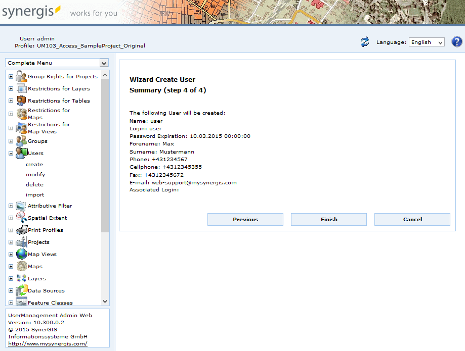 Create user - step 4 summary Create user - step 4 summary