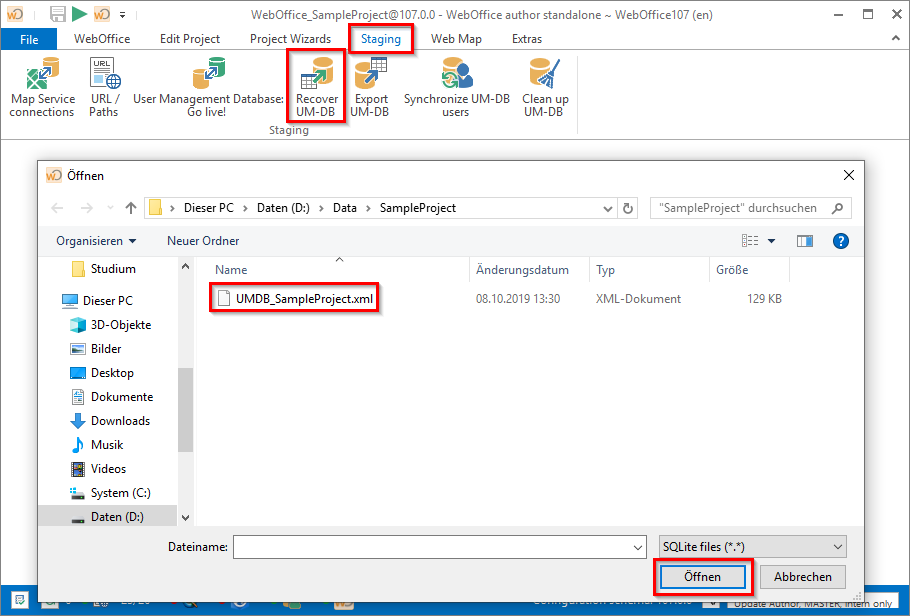 Start usermanagement staging in the WebOffice author standalone Start usermanagement staging in the WebOffice author standalone