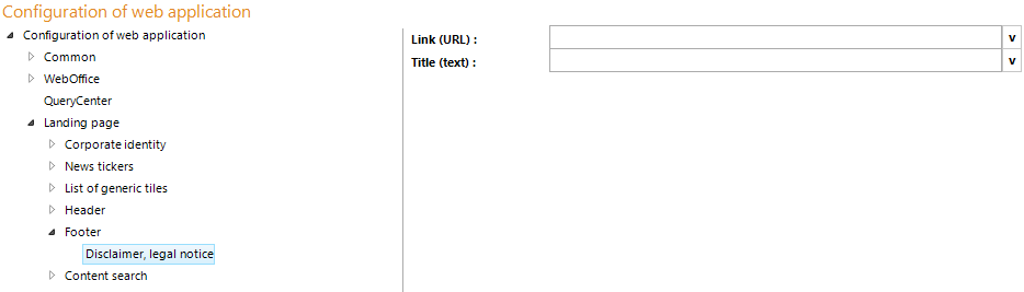 Configuration footer - disclaimer, legal notice