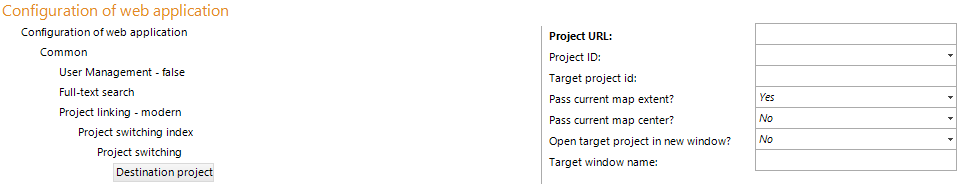 Destination project configuration