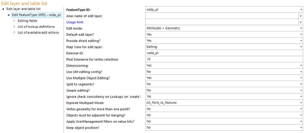 EditierFeatureType (WFS) - Configuration EditierFeatureType (WFS) - Configuration