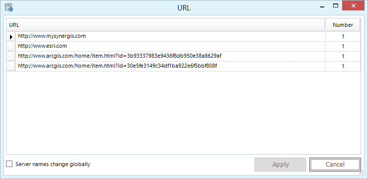 URL function dialog