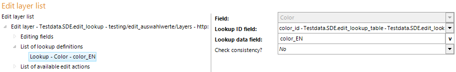 Lookup configuration for an edit layer Lookup configuration for an edit layer
