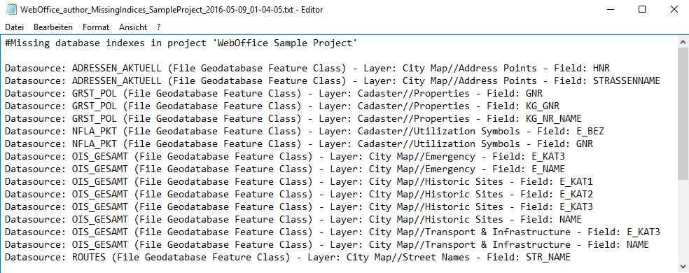 Txt file listing all search fields, that do not have attributive indexes