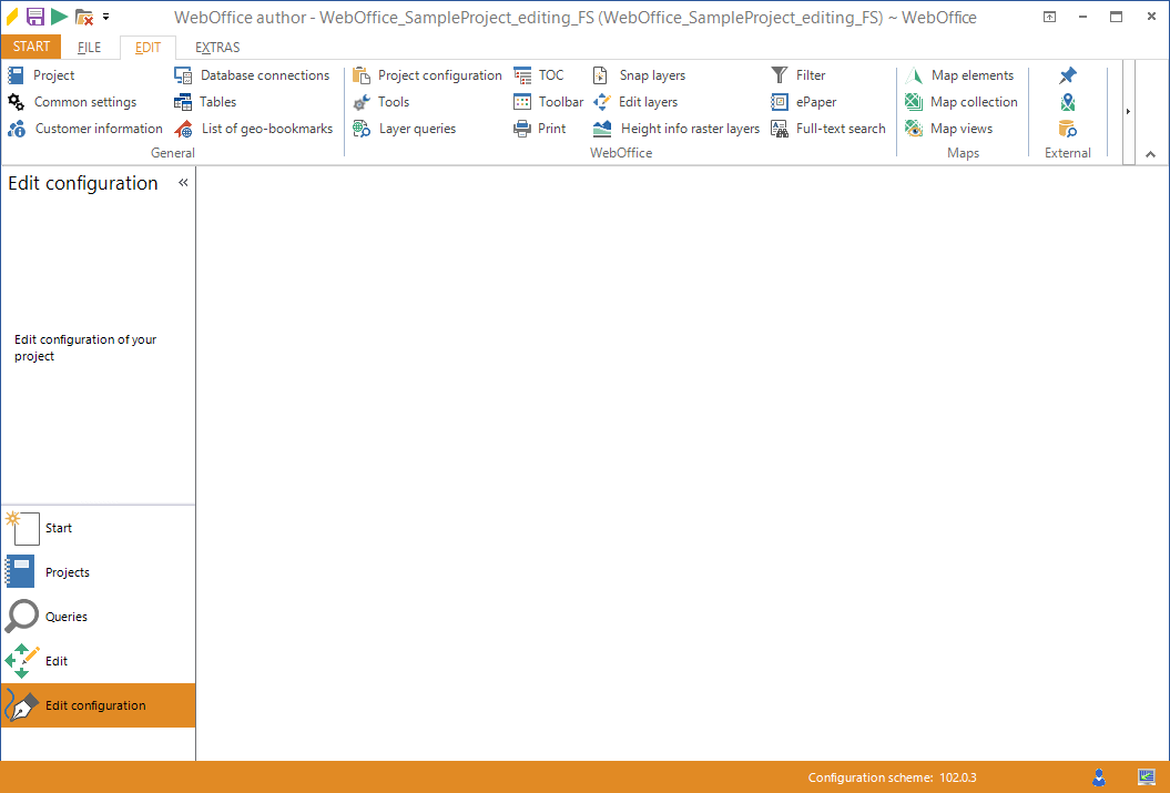 WebOffice author stack menu Edit Configuration