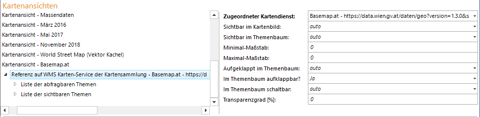 Reference to WMS map service of map collection configuration