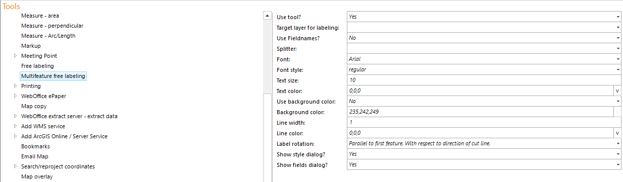 Label Multiple tool configuration