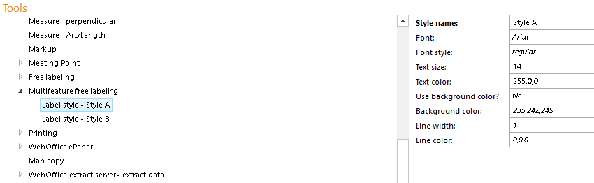 Label style for Label Multiple - configuration