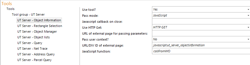 Configuration - UT Server Object information Configuration - UT Server Object information