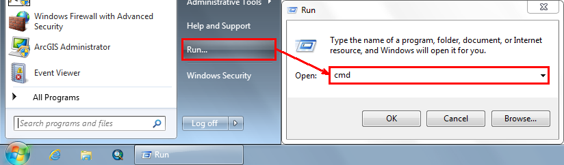 Open command line DOS box